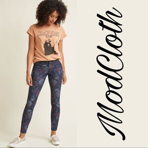 ModCloth Five Pocket Floral Skinny Jeans